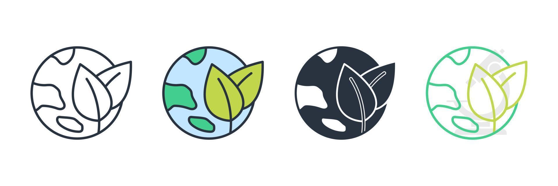 ilustração em vetor logotipo do ícone terra verde. ecologia, modelo de símbolo de proteção global da natureza para coleção de design gráfico e web