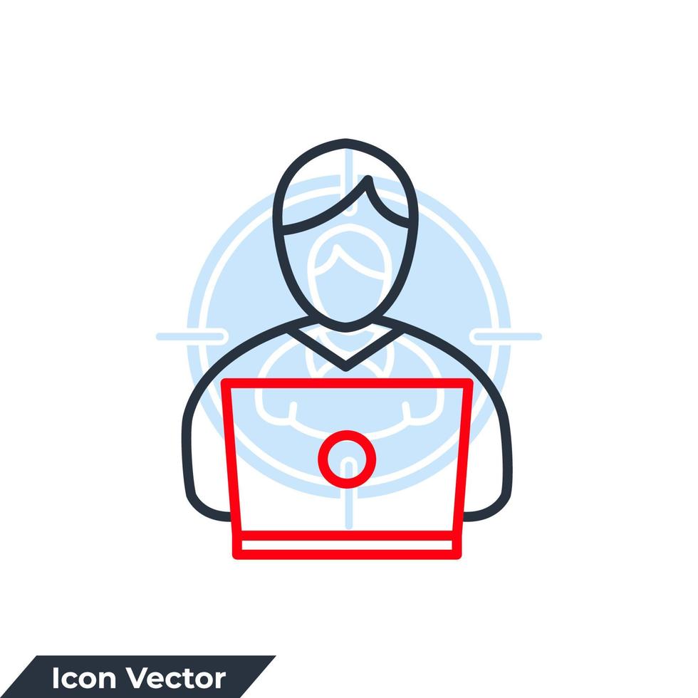 ilustração em vetor logotipo ícone trabalho remoto. modelo de símbolo de funcionário para coleção de design gráfico e web