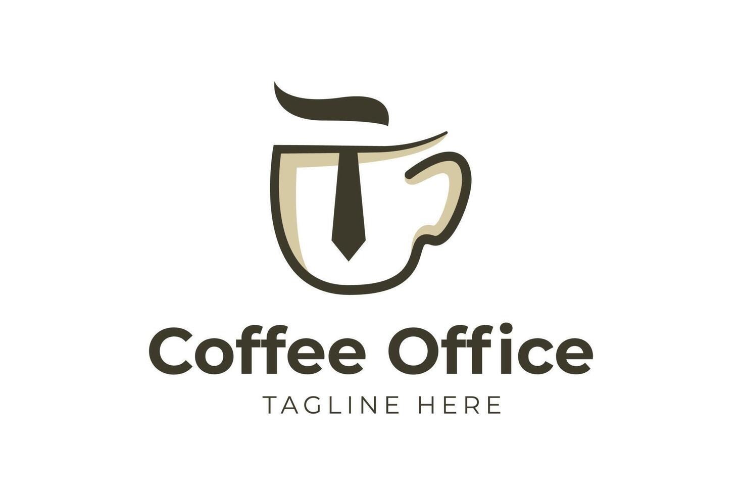 modelo de logotipo de escritório de café de linha mono moderno vetor