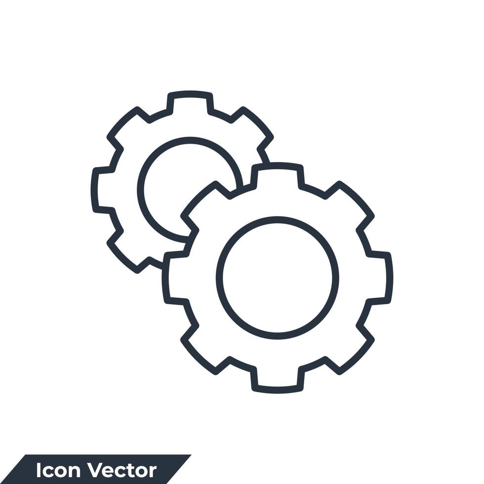 processamento de ilustração em vetor logotipo ícone. roda dentada e modelo de símbolo de processo para coleção de design gráfico e web