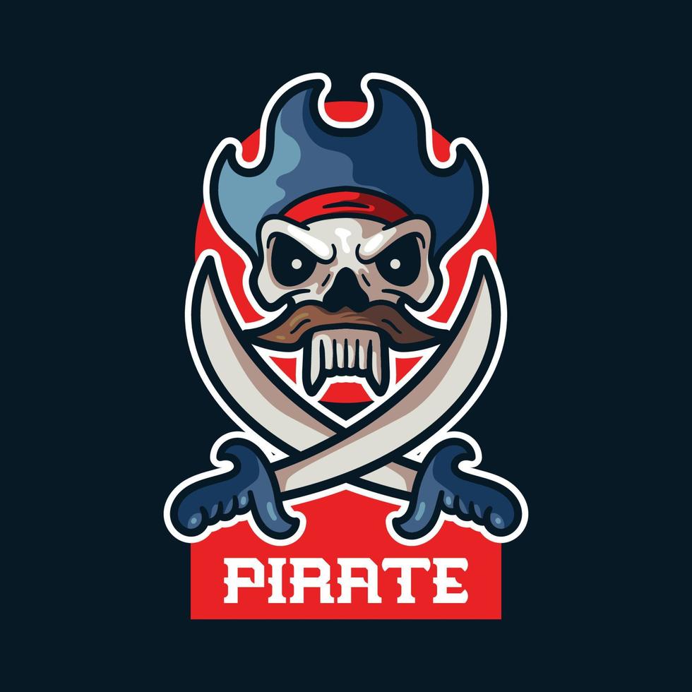 modelo de logotipo de mascote de cabeça de piratas de caveira vetor