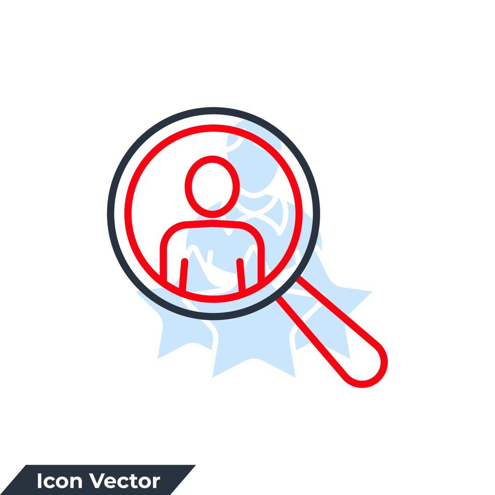 pesquisa ícone logotipo ilustração vetorial. lupa com modelo de símbolo de pessoas para coleção de design gráfico e web vetor