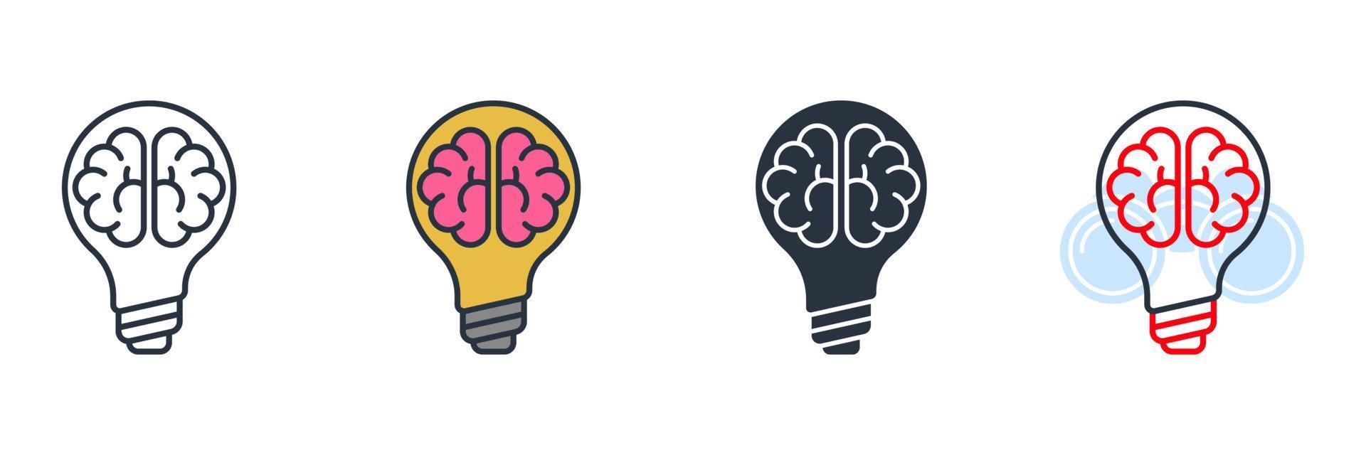 cérebro em ilustração em vetor logotipo ícone lâmpada. modelo de símbolo de ideia criativa para coleção de design gráfico e web