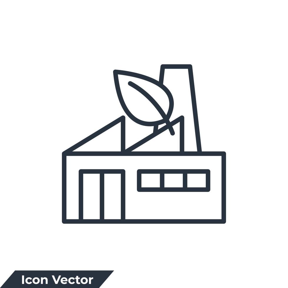 ilustração em vetor logotipo ícone fábrica verde. modelo de símbolo de fábrica verde e ecologia para coleção de design gráfico e web