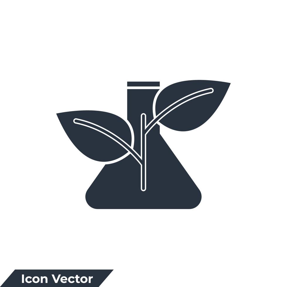 vidro de laboratório e ilustração em vetor logotipo ícone planta. modelo de símbolo de inovação para coleção de design gráfico e web