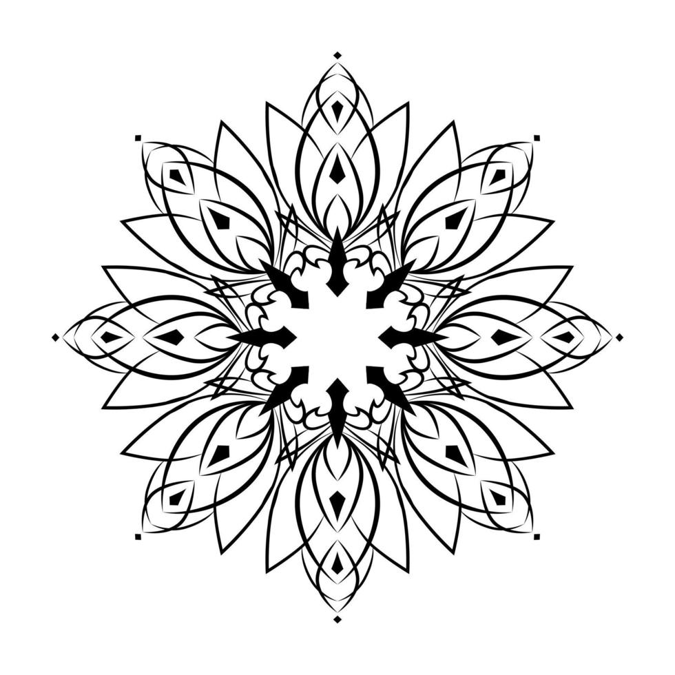 ornamento de círculo redondo mandala gótica. elemento gráfico floral. lírio, lótus. para tatuagem, emblema, ícone. Preto e branco vetor