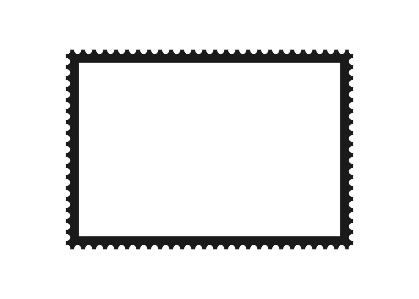 moldura de selo postal. modelo de borda vazia para cartões postais e cartas. retângulo em branco e selo quadrado com borda perfurada. ilustração vetorial isolada no fundo branco vetor