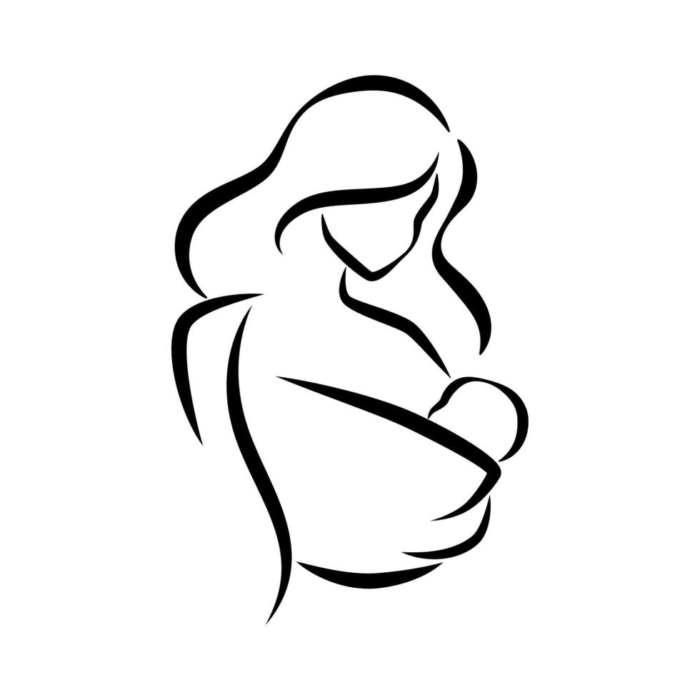 mãe filho bebê estilingue símbolo logotipo vetor