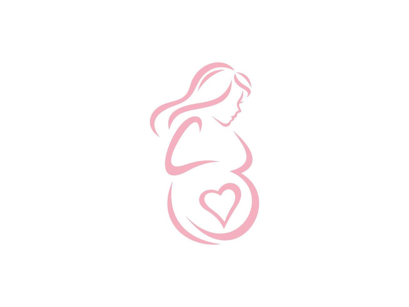beleza abstrata mãe grávida e design de logotipo de coração de bebê. utilizável para logotipos de negócios e branding. elemento de modelo de design de logotipo de vetor plana.