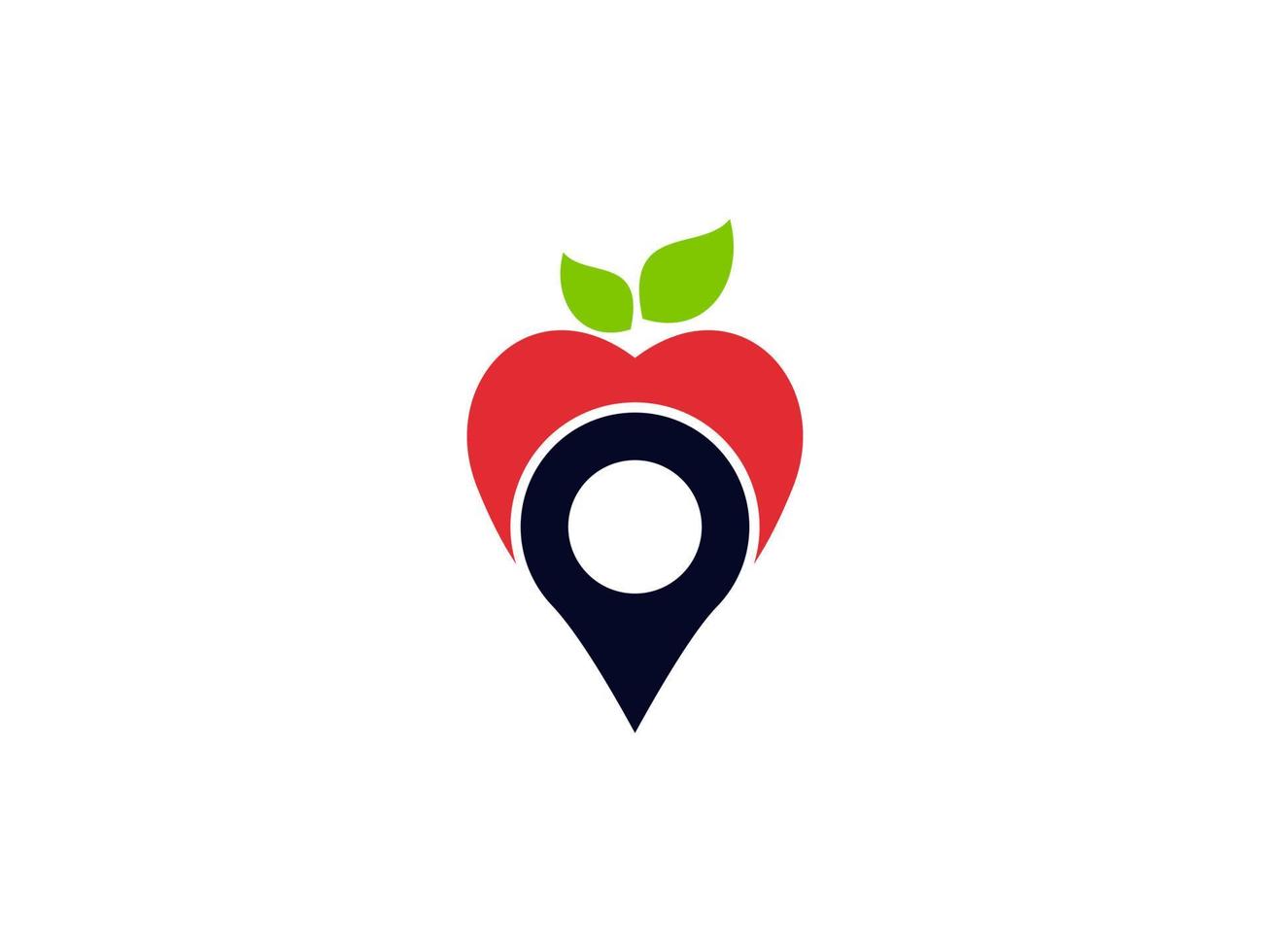 posição do pino do gps da maçã, design do logotipo do vetor do mapa de navegação da loja do mercado de frutas local. utilizável para logotipos de negócios e branding. elemento de modelo de design de logotipo de vetor plana.