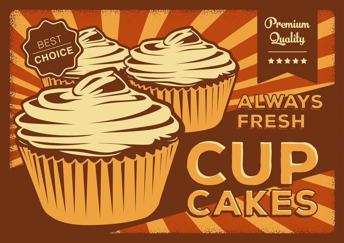 poster vintage de cupcake vetor