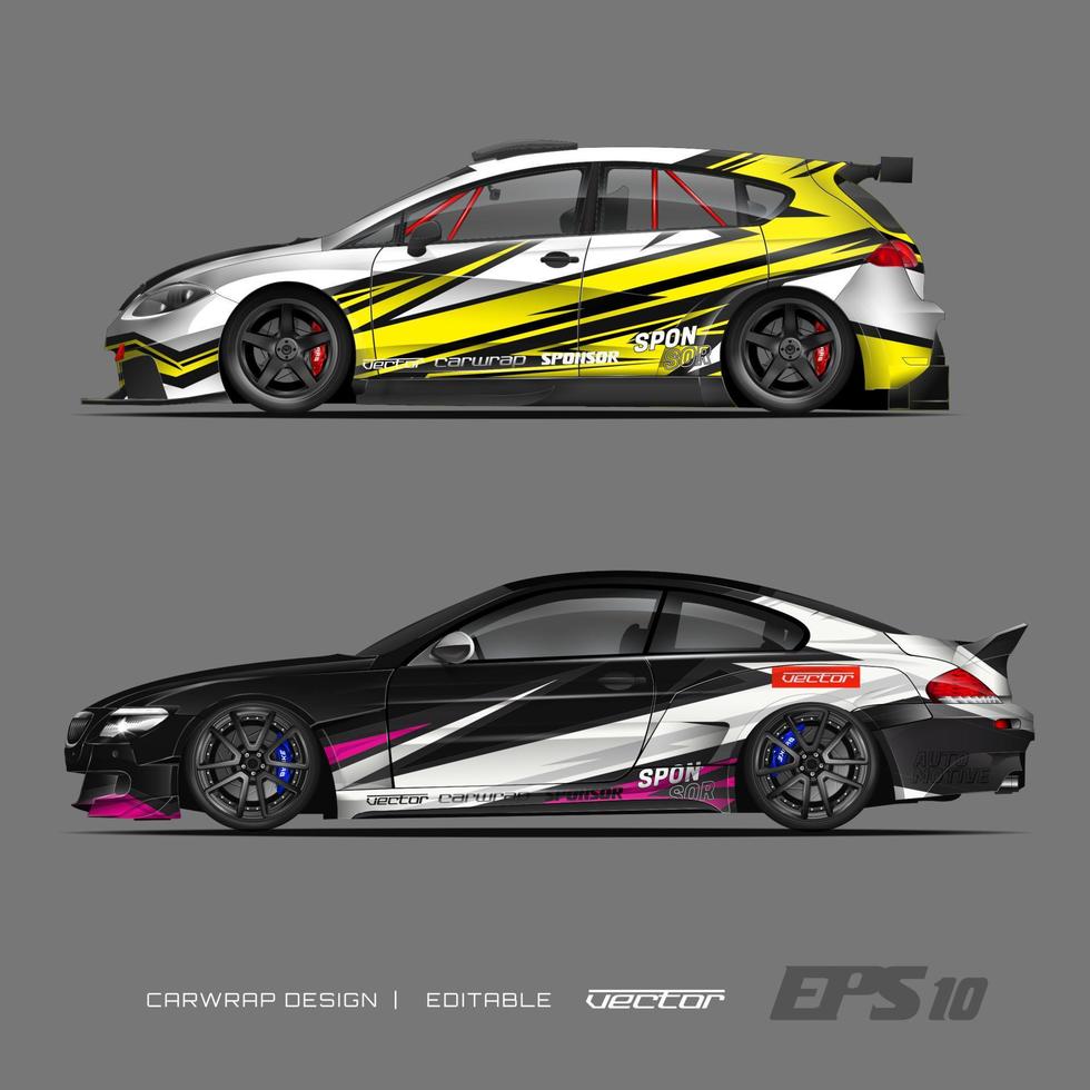 design de envoltório de carro design moderno de fundo de corrida para envoltório de veículo, carro de corrida, rally, etc vetor