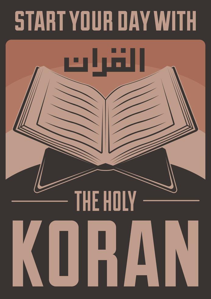 cartaz muçulmano retro do Alcorão do Islã vetor