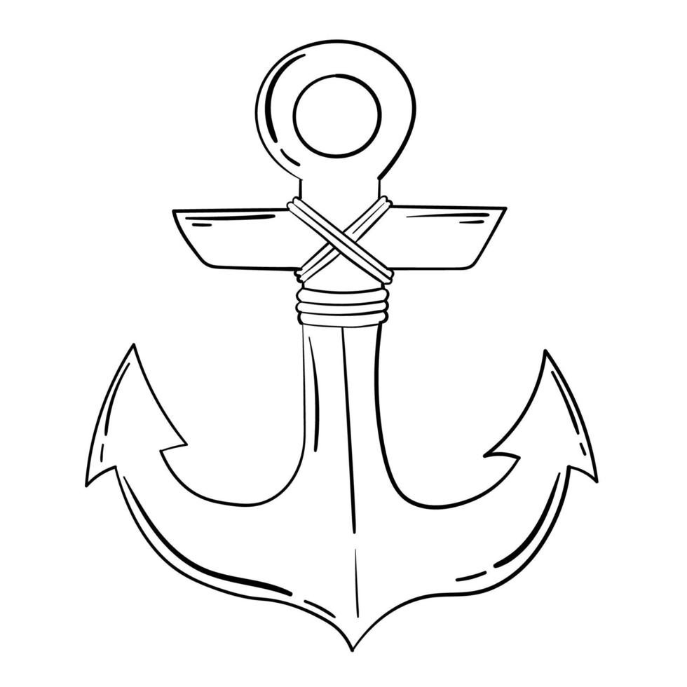 doodle adesivo âncora de navio simples vetor