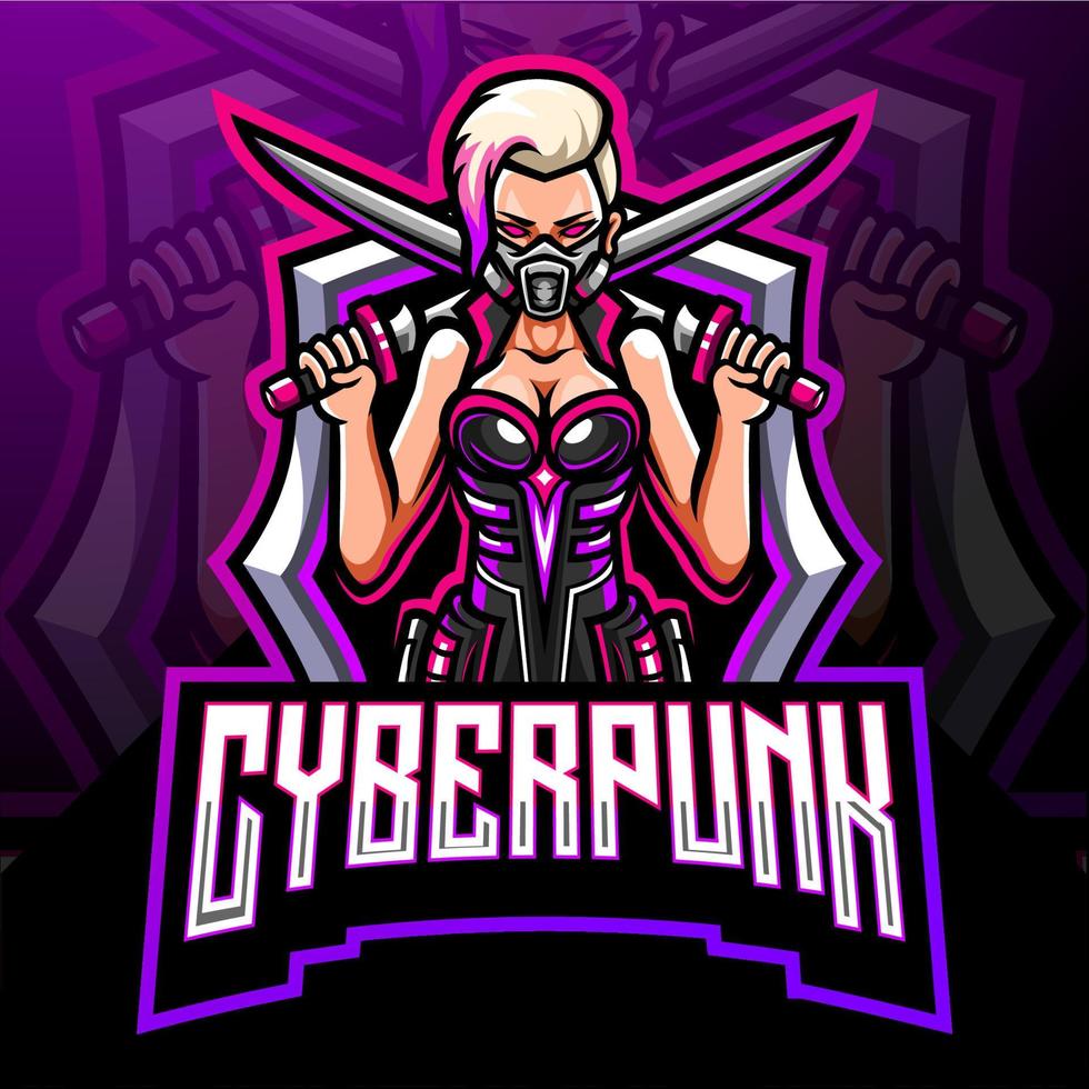 mascote cyberpunk. design de logotipo esportivo vetor