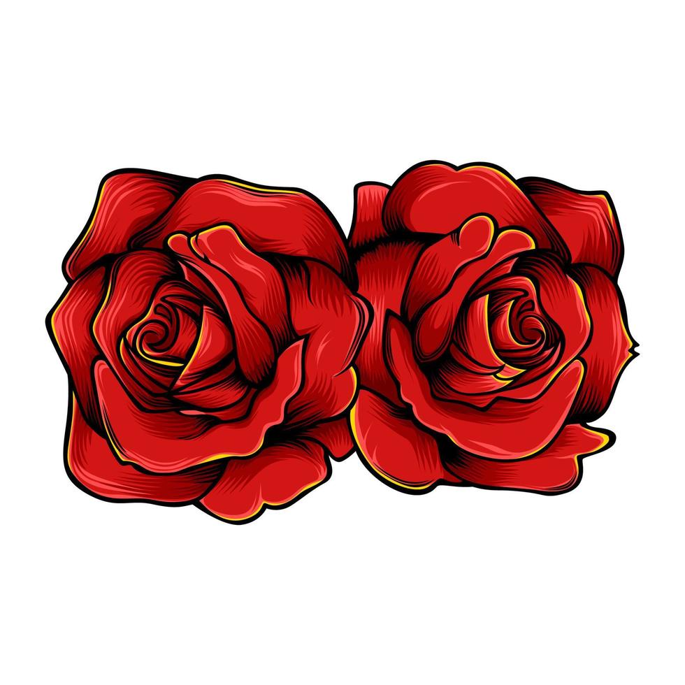 design vetorial de ilustração de flor rosa vermelha, flamejante e muito legal vetor