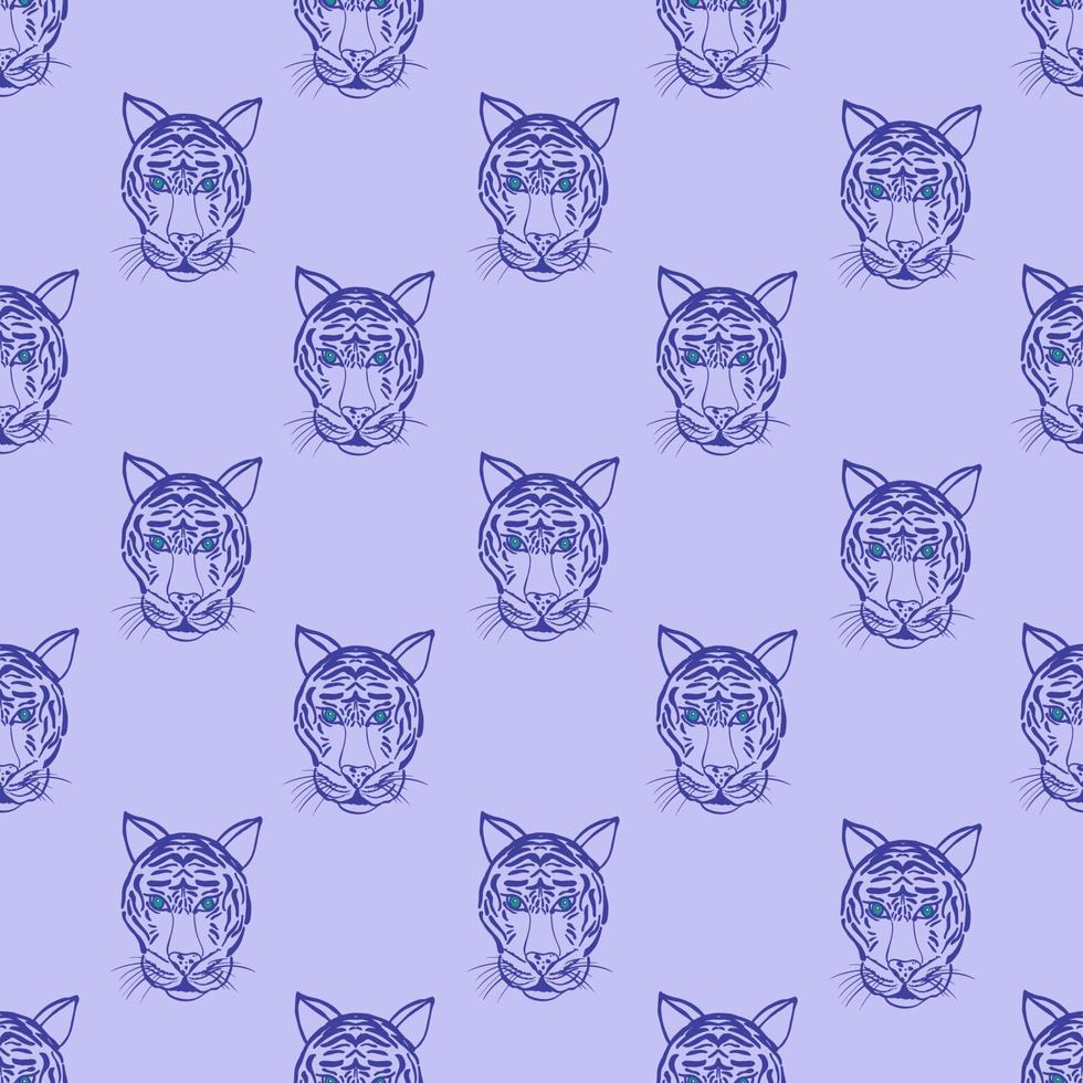 padrão sem emenda com focinhos de tigre em fundo violeta. design de tecido elegante. ilustração vetorial para tecido, papel, têxtil, scrapbooking. vetor