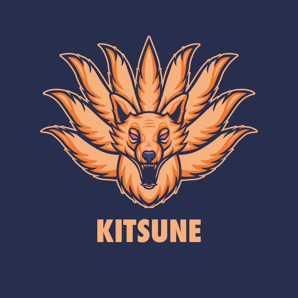 logotipo da mascote kitsune vetor