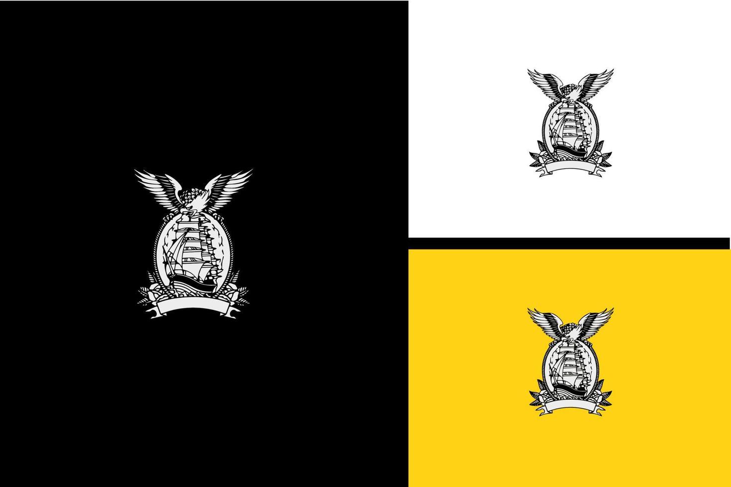 design de logotipo e vetor de navio preto e branco