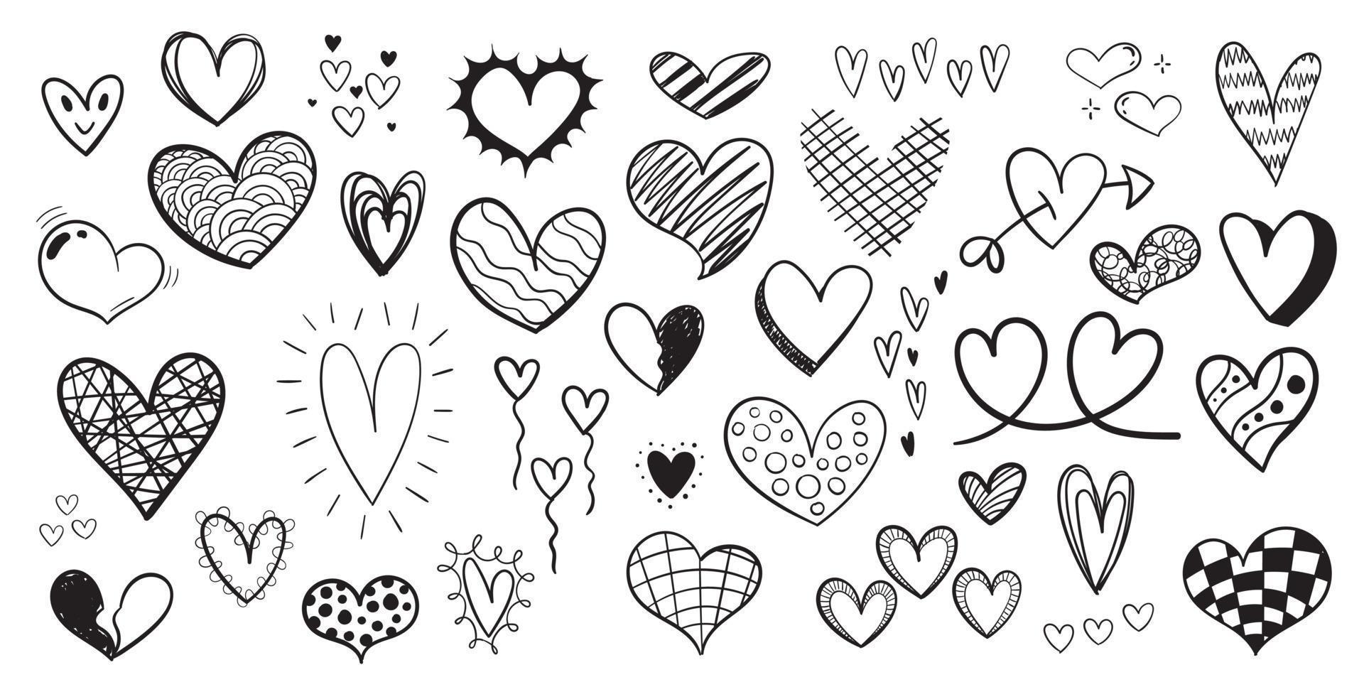 coleção de corações de doodles manuscritas. perfeito para ilustrações. vetor