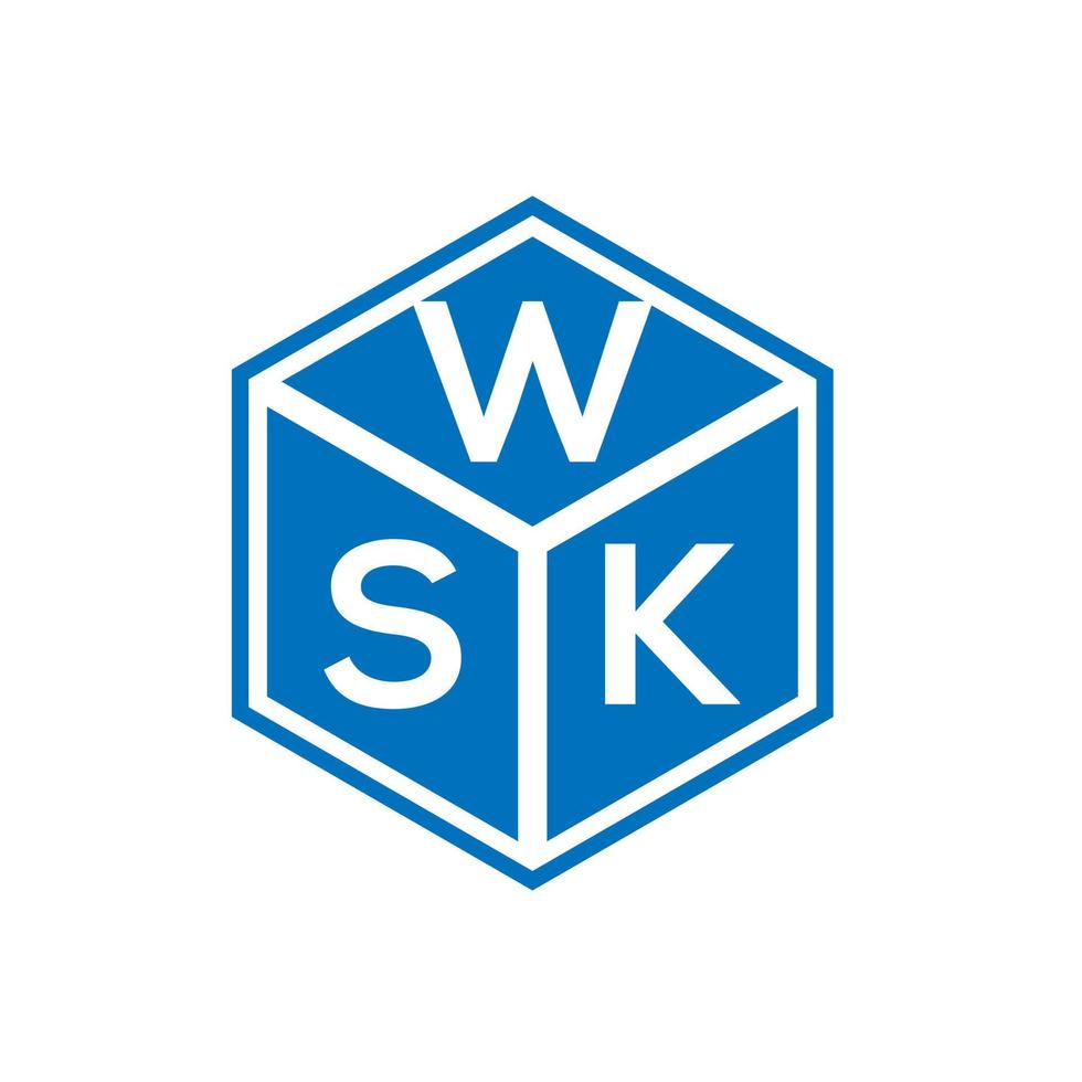 design de logotipo de carta wsk em fundo preto. conceito de logotipo de letra de iniciais criativas wsk. design de letra wsk. vetor