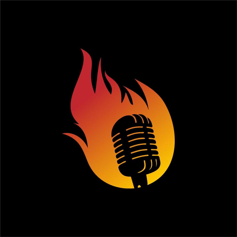 podcast no logotipo do fogo vetor