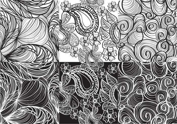 Set White And Black Paisley Vectors