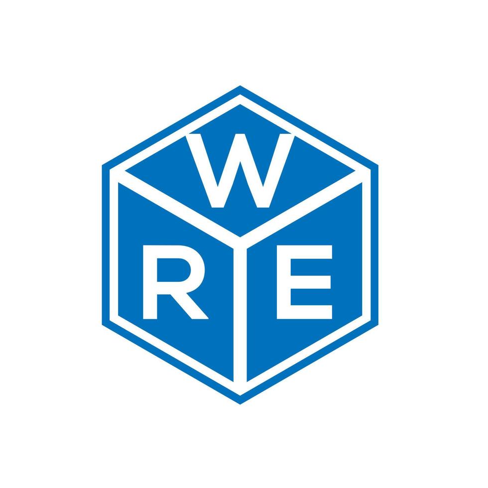 wre design de logotipo de carta em fundo preto. wre conceito de logotipo de letra inicial criativa. wre design de carta. vetor