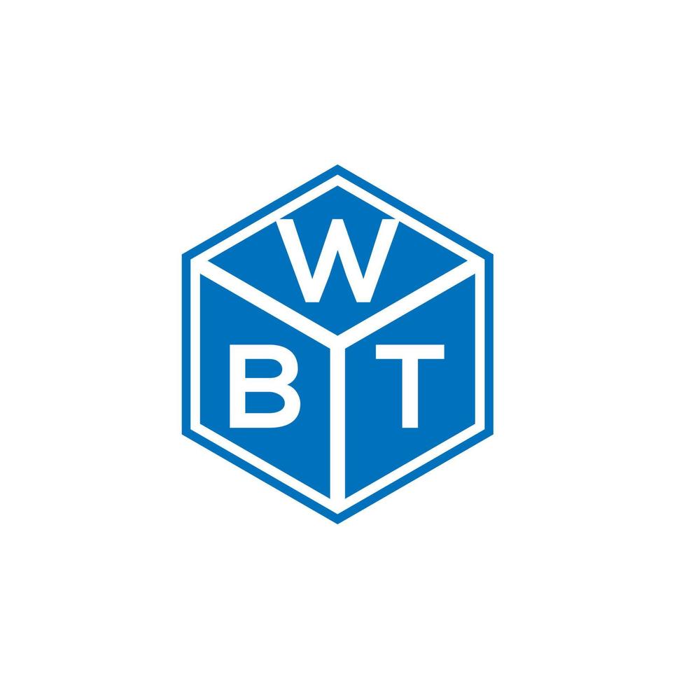 design de logotipo de carta wbt em fundo preto. conceito de logotipo de carta de iniciais criativas wbt. design de letra wbt. vetor