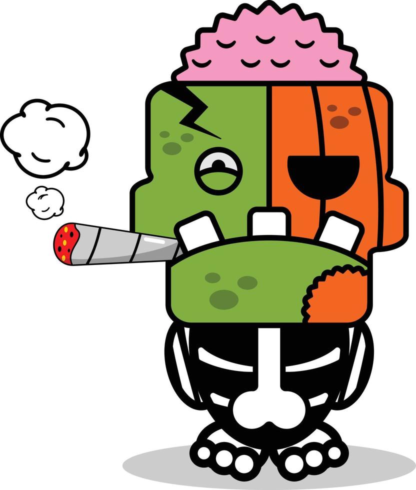 ilustração vetorial de traje de personagem de desenho animado mascote de zumbi de abóbora de fumar vetor