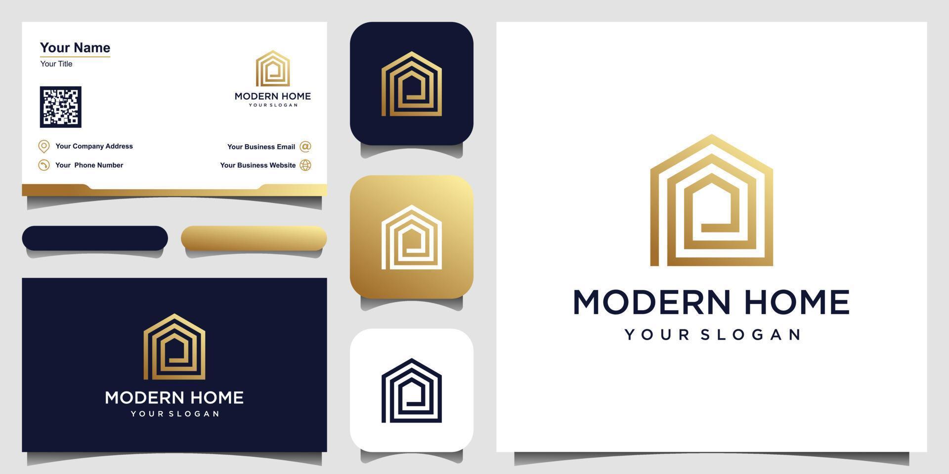 logotipo moderno vetor doméstico para construção, casa, imóveis, construção, propriedade. modelo de design de logotipo profissional moderno incrível mínimo e design de cartão de visita