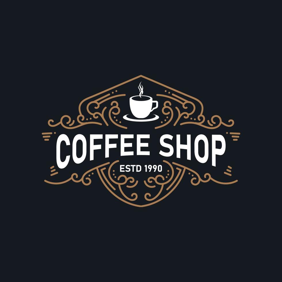 logotipo vintage de café. logotipo retrô de café. modelo de logotipo de cafeteria vetor