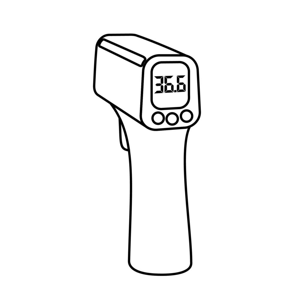 ícone de termômetro infravermelho sem contato em estilo simples, isolado no fundo branco, mostra a temperatura do calor. ilustração vetorial. vetor