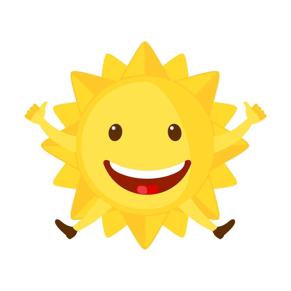 ícone de sol engraçado em estilo simples, isolado no fundo branco. sol de desenho animado sorridente. ilustração vetorial. vetor