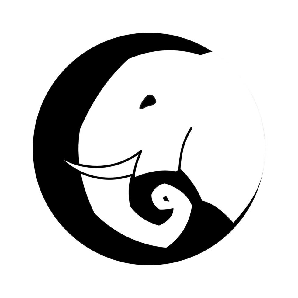 ícone de cabeça de elefante em forma redonda, isolado no fundo branco. ilustração vetorial. elemento de design para logotipo, pacote de chá ou etc. vetor