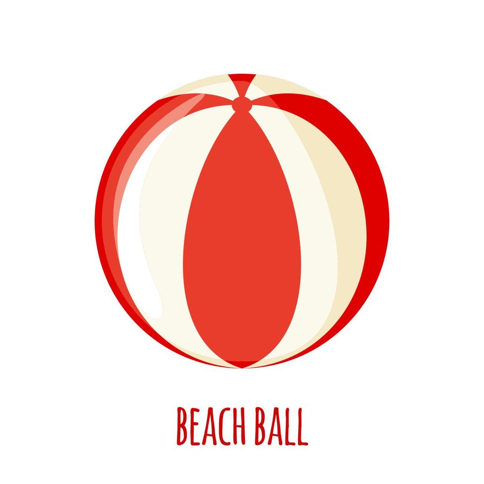 ícone de bola de praia vermelha e branca em estilo simples, isolado no fundo branco. ilustração vetorial. vetor