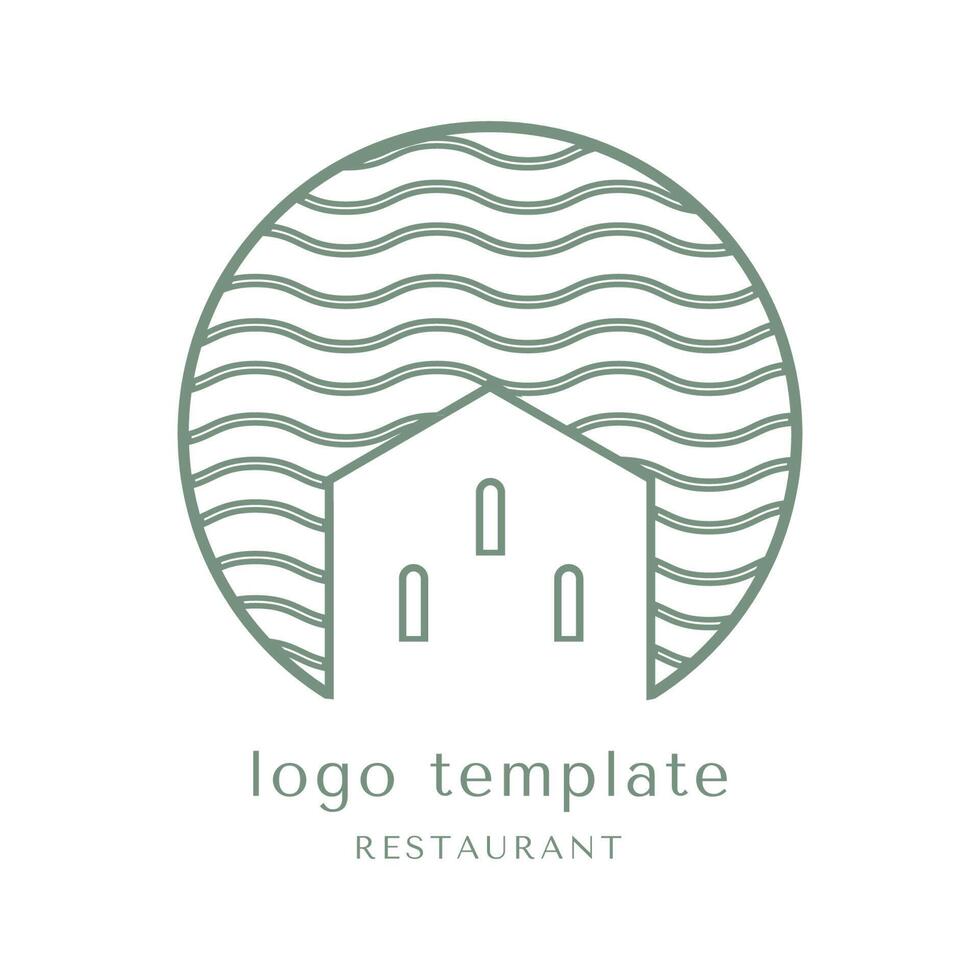 modelo de logotipo vetorial para um bom restaurante à beira do lago. férias ecológicas vetor