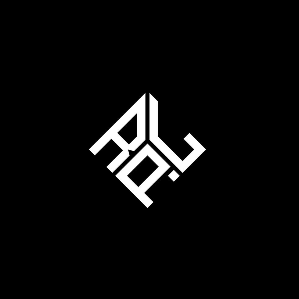 design de logotipo de carta rpl em fundo preto. conceito de logotipo de letra de iniciais criativas rpl. design de carta rpl. vetor