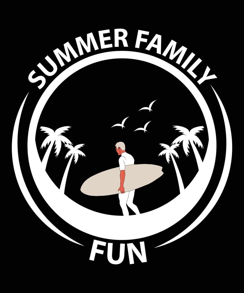 design de camiseta de diversão em família de verão vetor