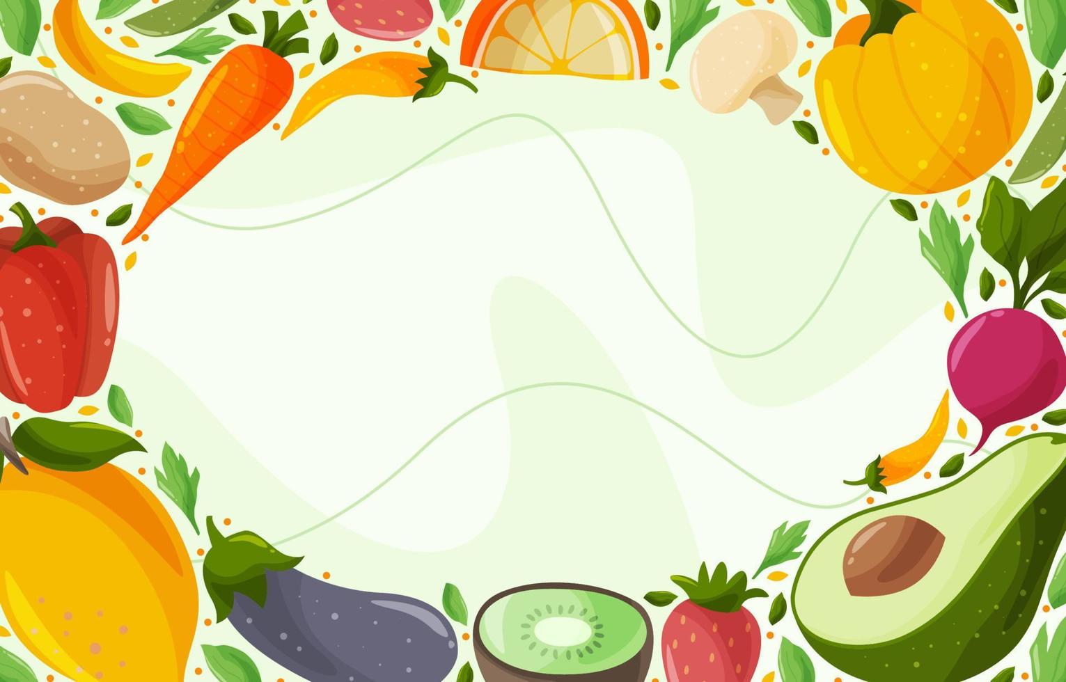 fundo desenhado à mão de alimentos orgânicos frescos vetor