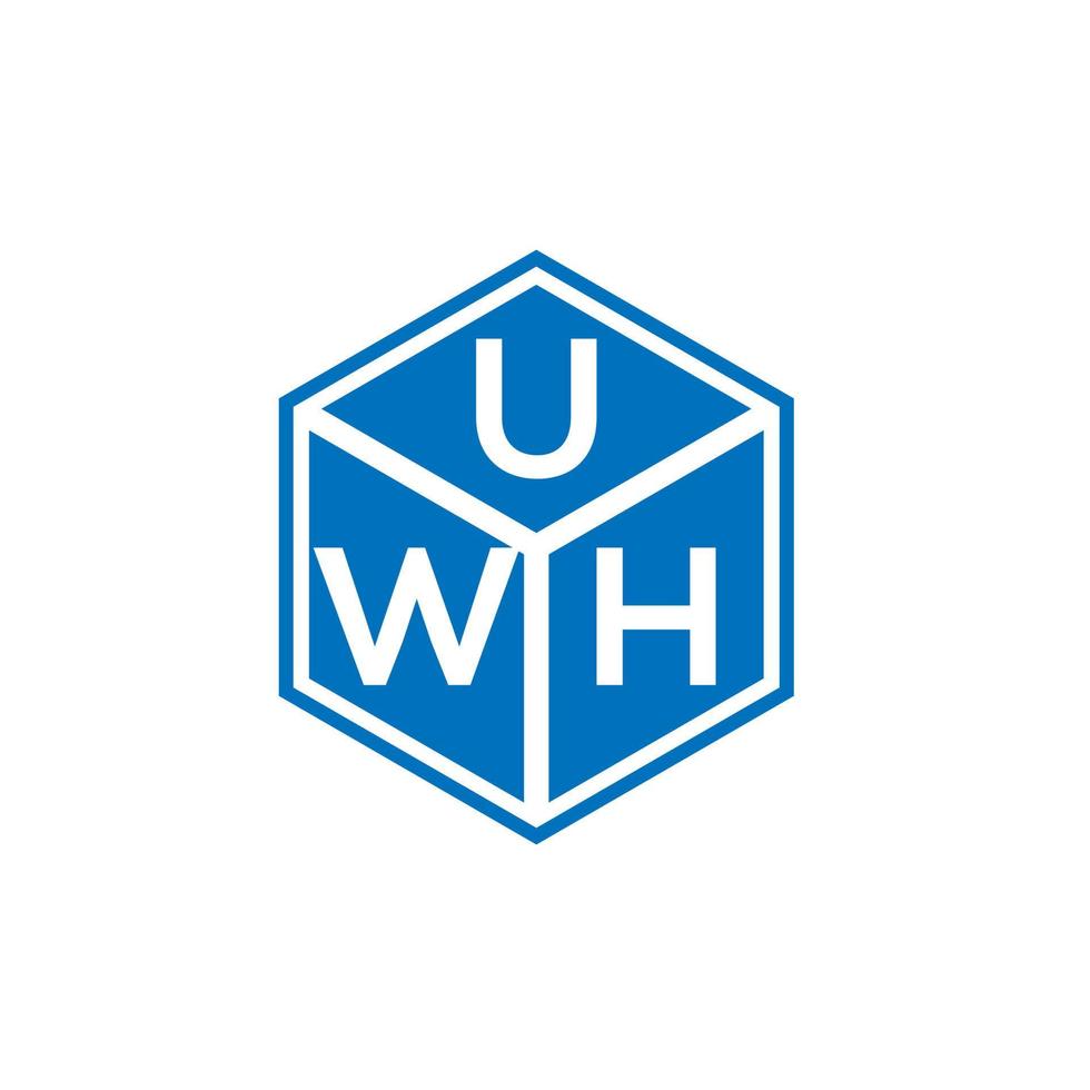 design de logotipo de carta uwh em fundo preto. uw conceito de logotipo de letra de iniciais criativas. uw design de letras. vetor