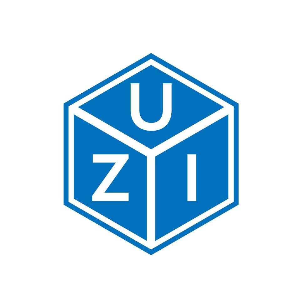 design de logotipo de carta uzi em fundo preto. conceito de logotipo de letra de iniciais criativas uzi. design de letra uzi. vetor