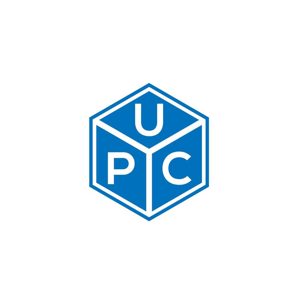 design de logotipo de carta upc em fundo preto. conceito de logotipo de letra de iniciais criativas upc. design de letra upc. vetor