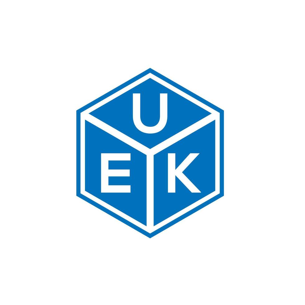 design de logotipo de carta uek em fundo preto. conceito de logotipo de carta de iniciais criativas uek. design de letra uek. vetor