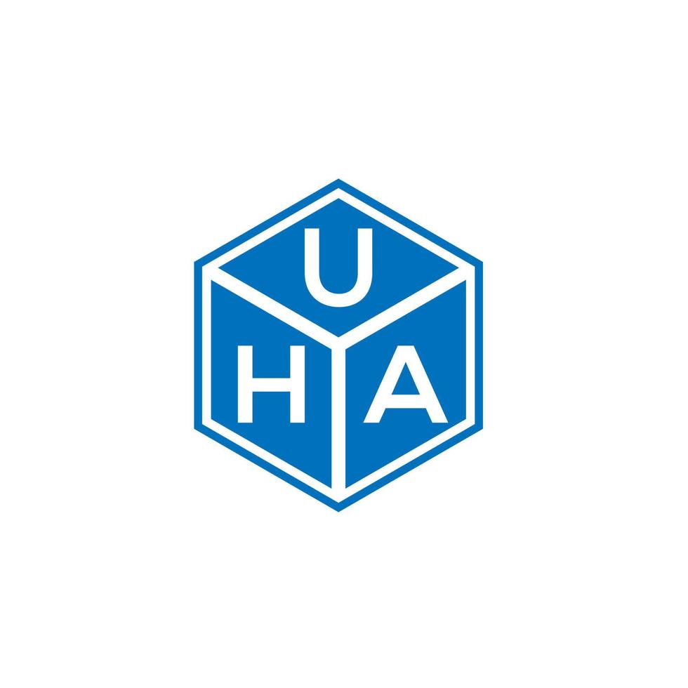 design de logotipo de letra uha em fundo preto. uha conceito de logotipo de letra de iniciais criativas. uha design de letras. vetor