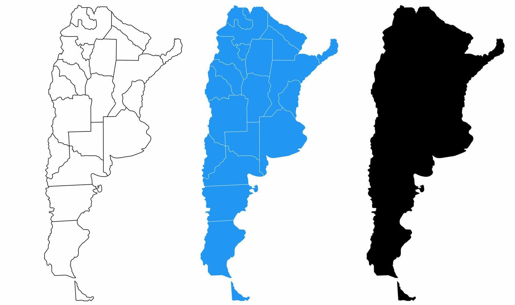 conjunto de mapa político da república argentina isolado no fundo branco vetor