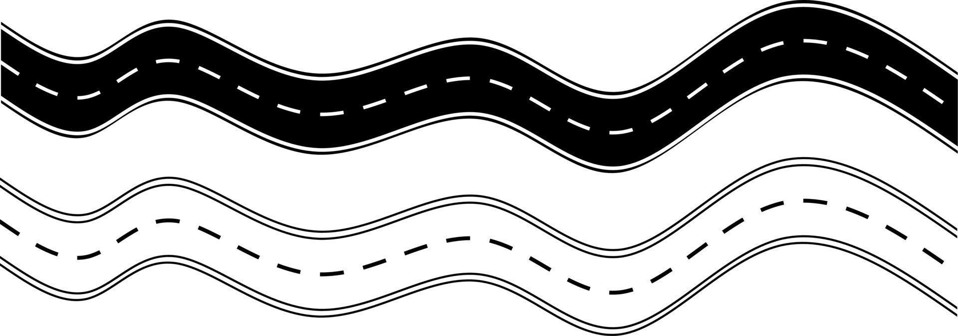 conjunto de ícones de estrada de asfalto sinuoso vetor