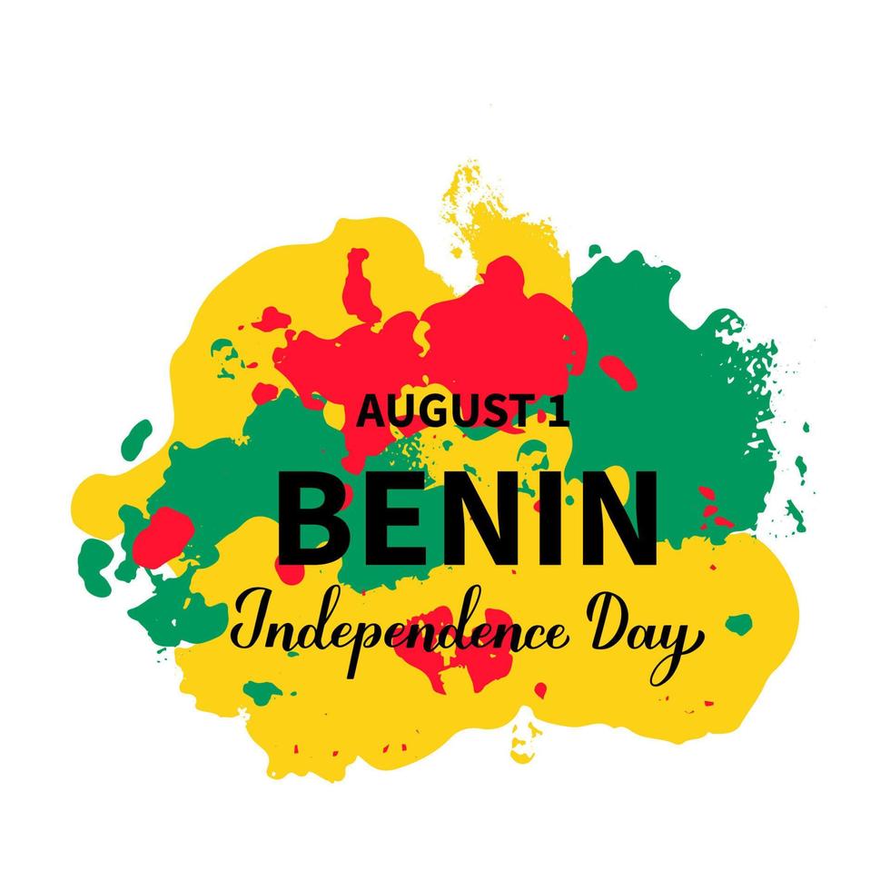 cartaz de tipografia do dia da independência do benin. feriado nacional comemora em 1º de agosto modelo vetorial fácil de editar para banner, panfleto, adesivo, cartão de felicitações, cartão postal vetor