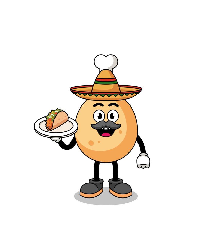 desenho de personagem de frango frito como chef mexicano vetor