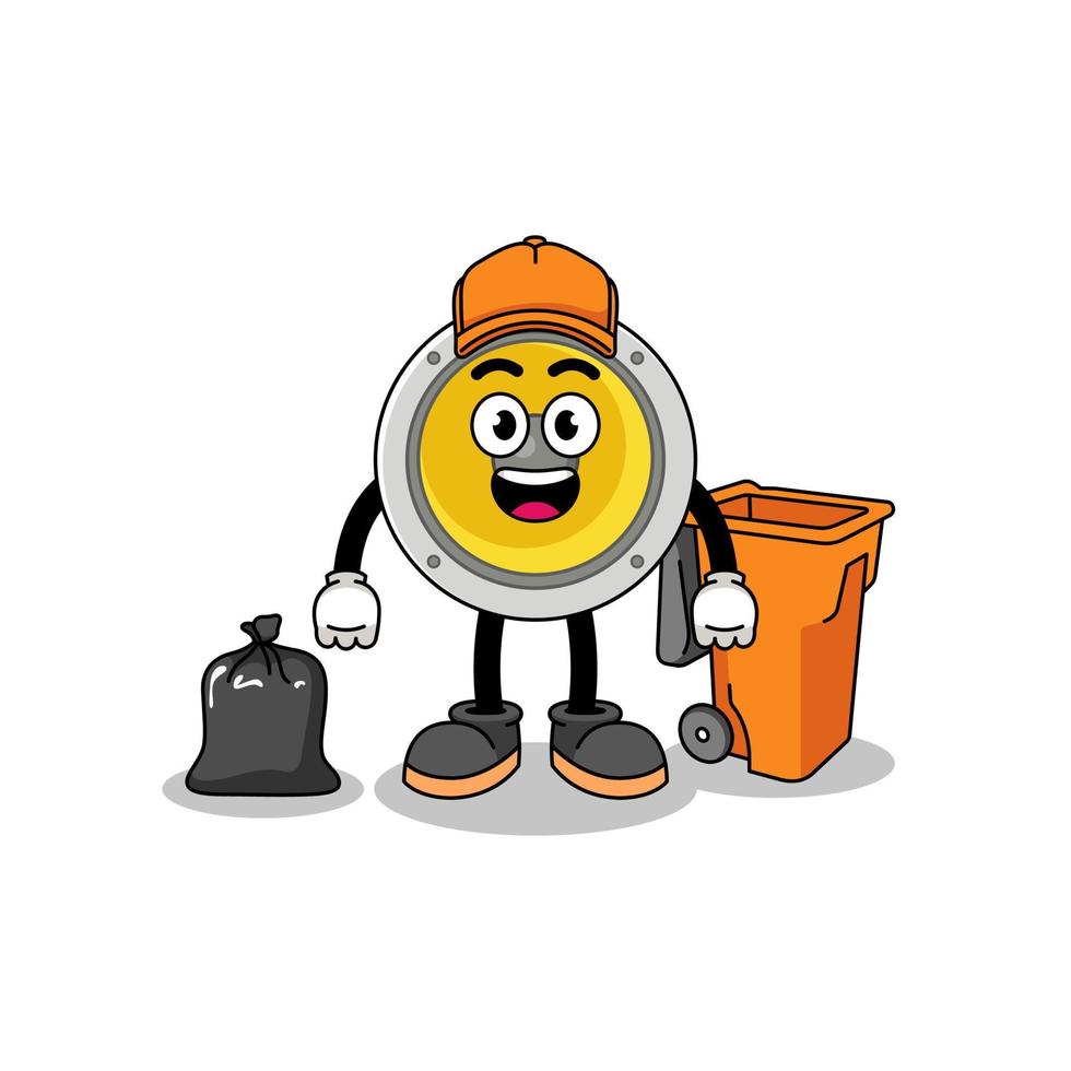 ilustração de desenho animado de alto-falante como coletor de lixo vetor
